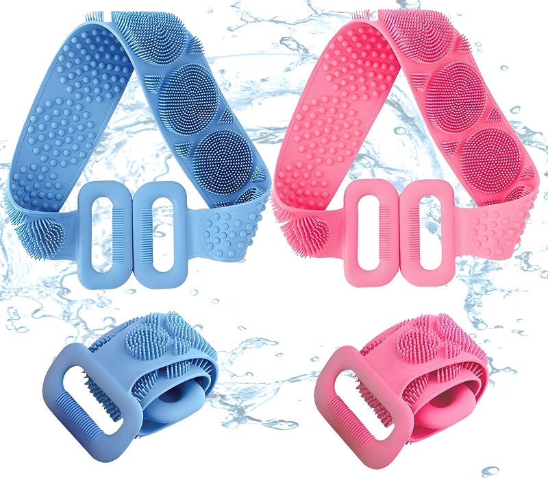 HOMEZSTYLE Silicone Body Scrubber Double Side Bathing Brush for Skin Deep Cleaning Massage, Dead Skin Removal (pack of 2) - Image 2