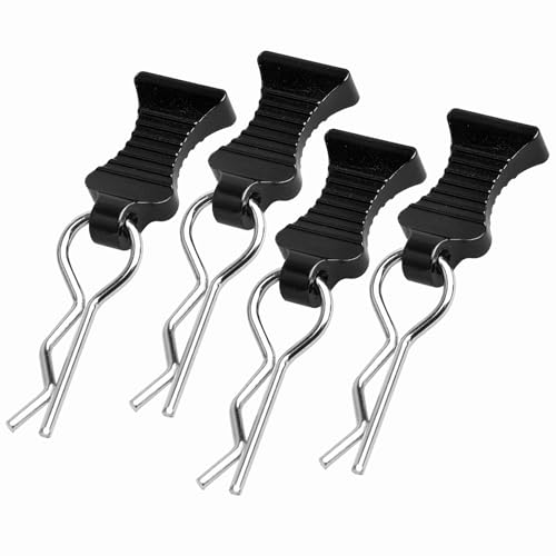 Hobbyfire 4Pack Universal RC Body Clips with Tabs Metal Handled Clips for 112 110 18 RC Cars and Trucks Heavy Duty Body Mounting Clips Shell Replacement Black - Image 1