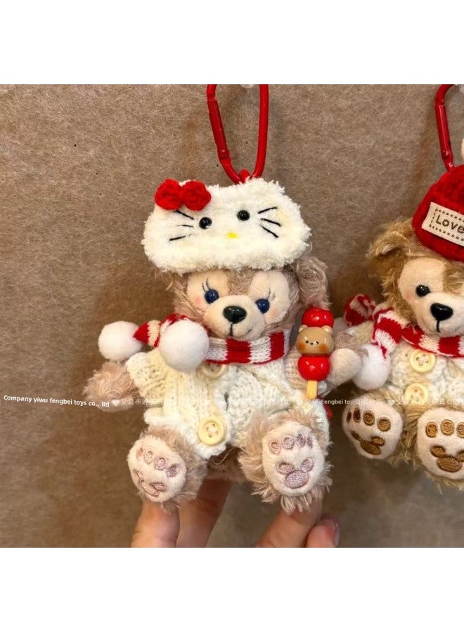 Princess Bee Dress Shirley Mei Duffy Dressing Doll Pendant Cute Plush Cake Decoration Couple Doll-Color:Meow Pullover Candied Haws Style (female Bear)-Height:Hand Knitted Rope (pictured)  - Image 1