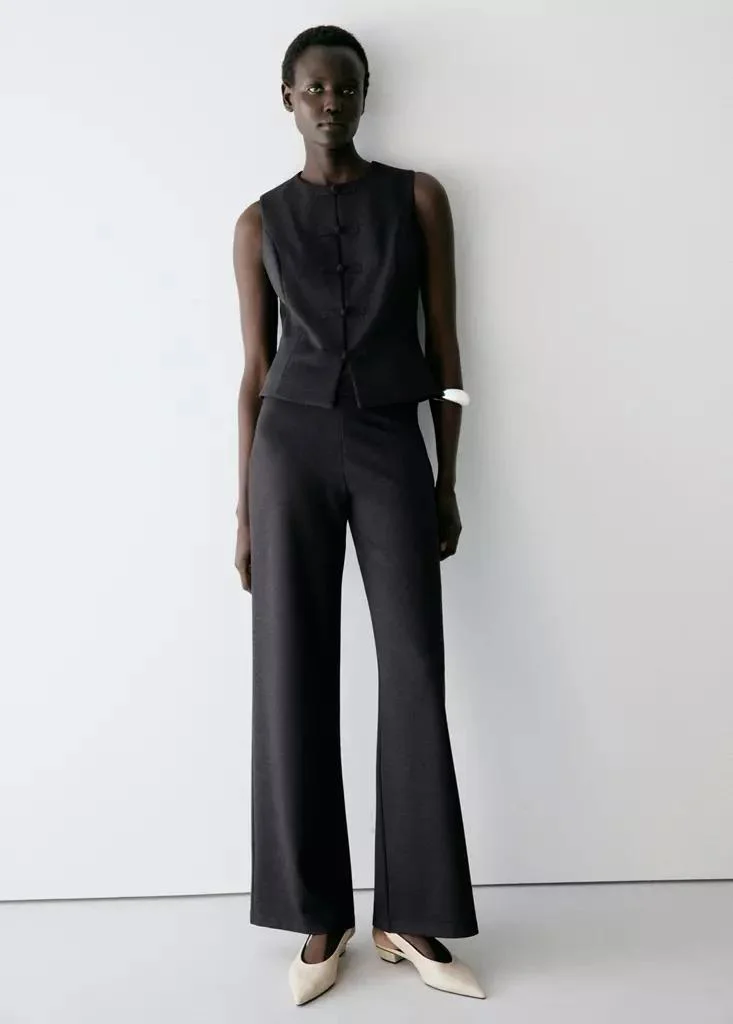 مانجو Straight-Leg Fine-Knit Trousers