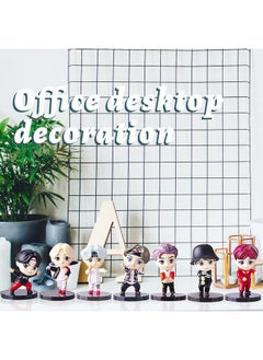 Blue Aura Blue Aura BTS Figures Mic Drop Version Set of 7 Tiny Tan Dolls BTS Figurines Cake Topper Gifting & Collectible Height - 7.8CM Multicolour PVC (BTS Mic Drop)  - Image 5