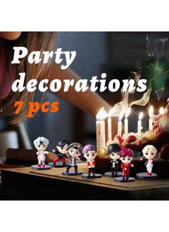 Blue Aura Blue Aura BTS Figures Mic Drop Version Set of 7 Tiny Tan Dolls BTS Figurines Cake Topper Gifting & Collectible Height - 7.8CM Multicolour PVC (BTS Mic Drop)  - Image 3