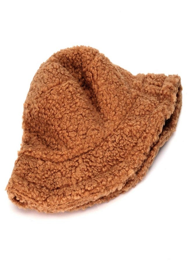 قبعة دلو شتوية من نيو فانسي للنساء والفتيات، مصنوعة من الفرو الصناعي المجعد وجلد الغنم، قبعة صياد دافئة، لون بني - Image 4