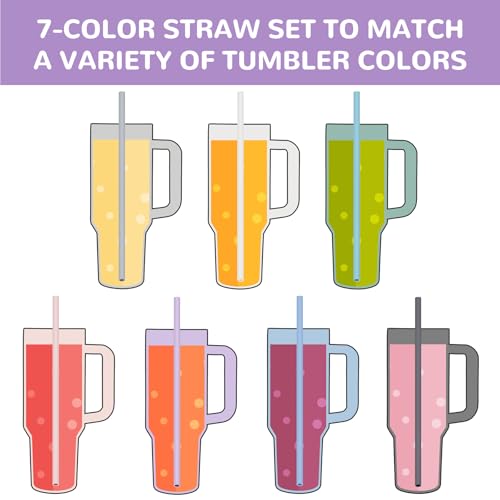 Tomorotec 15PCS Reusable Silicone Drinking Straws w/ 2 Brushes, Fit for Stanley Tumbler 40oz 30oz 20oz, 12" Long Customizable for Various Drinkware, Dishwasher Safe, BPA-Free, Safe for Teeth (Macaron) - Image 5