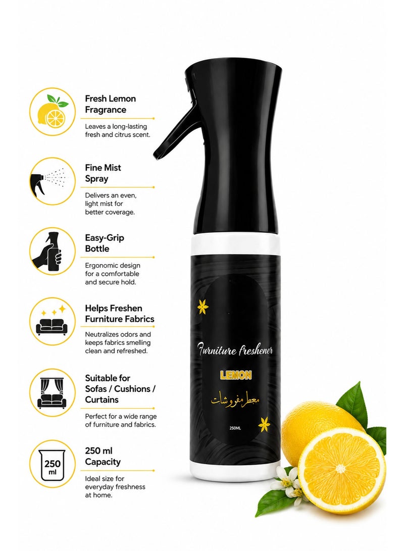 بخاخ معطر الأثاث برائحة الليمون 250 مل – مزيل روائح للأقمشة والمفروشات للأرائك والستائر والسجاد والمراتب وأثاث المنزل - Image 3