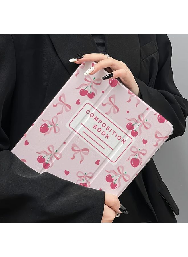 Tri Fold Colorful Cherry Bow Pattern Tablet Case For iPad Pro M4 11 Inch Magnetic Stand - Image 4
