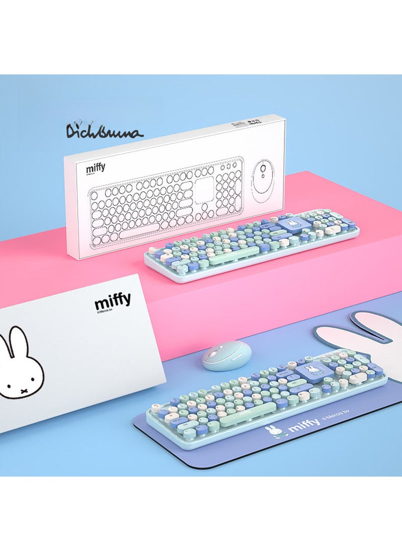 Generic - 1 x 5 pcs Miffy Bluetooth Keyboard Mouse Combo Light Blue - Image 1