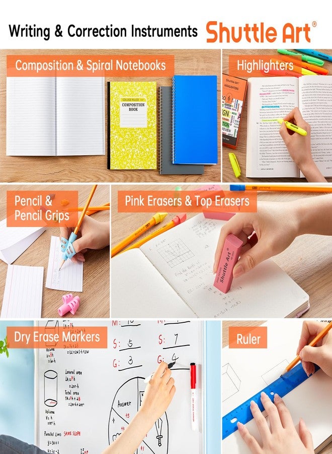 Shuttle Art 102 PCS Back to School Supplies Kit, School Supply Box for Grades K-5, School Supplies for Kids and Students, Including Pencils, Pens, Markers, Erasers, Notebooks, Folders and More - Image 3