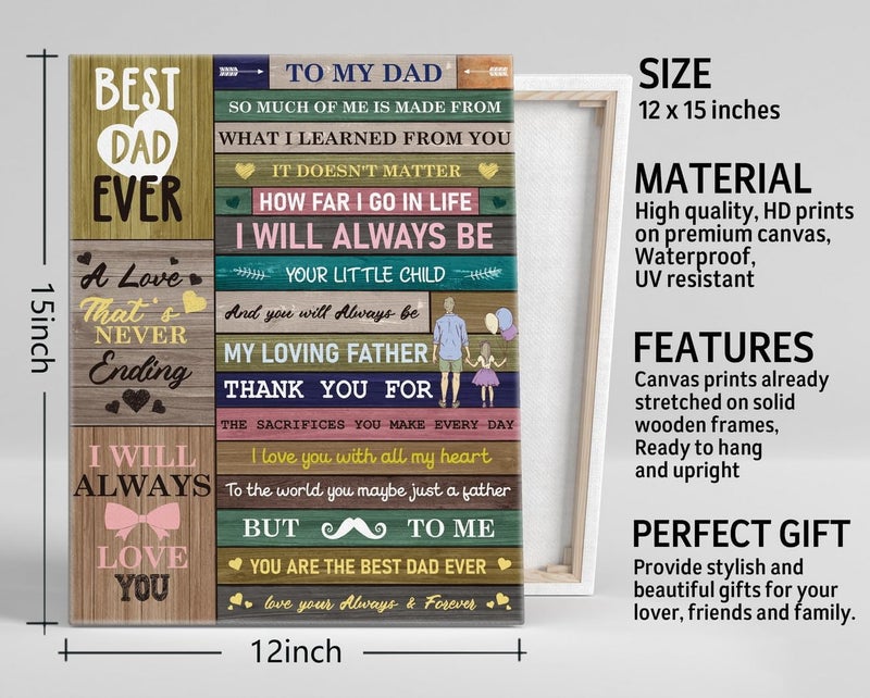 WKYAER Best Dad Ever Canvas Wall Art - Image 3