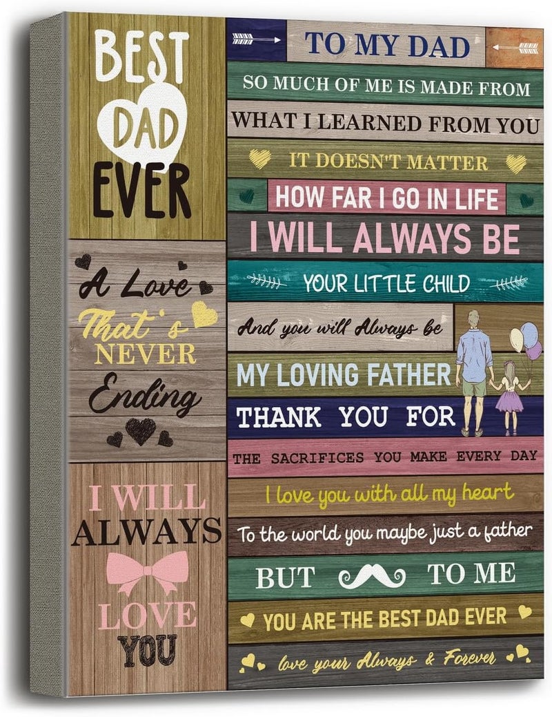 WKYAER Best Dad Ever Canvas Wall Art - Image 1