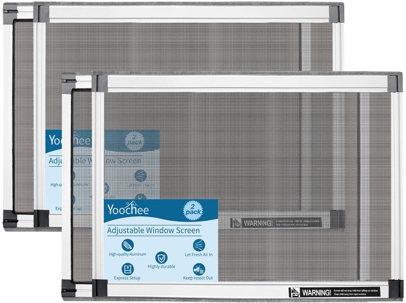 Yoochee Expandable Window Screen 2 Pack Adjustable Window Screen18 H x 25  49 W  Large Replacement Window Screens with Frame Durable Replacement Screen for Window
