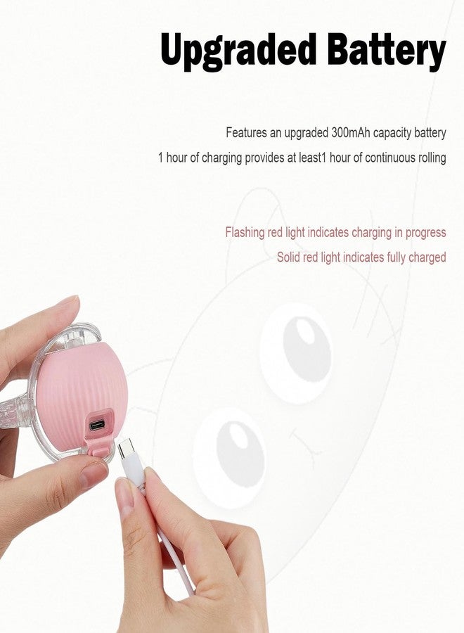 molxiobul Interactive Dog Cat Toy Ball, Upgraded Rechargable Rolling Pet Ball with 2 Tails, Smart Automatic Moving Toy for Bored Indoor Kitty Puppy -Pink - Image 4