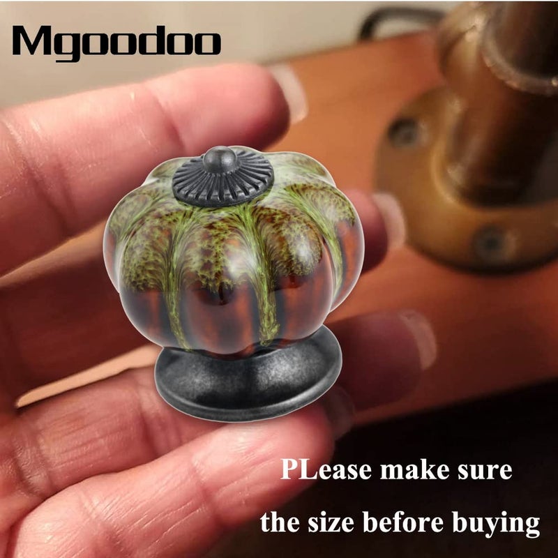 Mgoodoo Drawer Knobs Vintage, Green Dresser Knobs for Cabinets Drawers Cabinet Hardware Pulls Single Hole Pumpkin Shape - Image 4