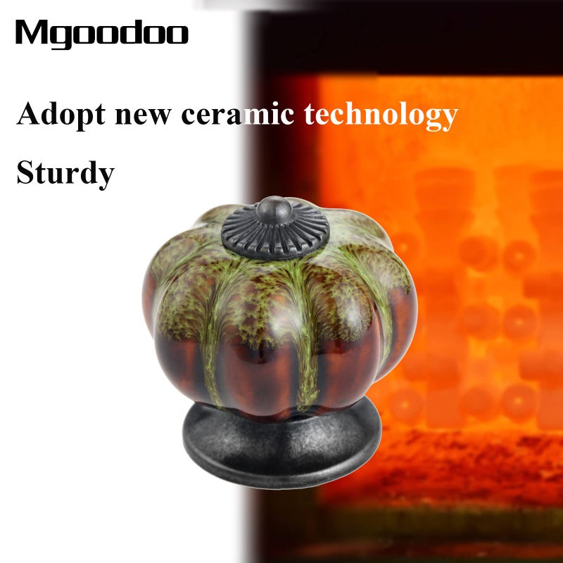 Mgoodoo Drawer Knobs Vintage, Green Dresser Knobs for Cabinets Drawers Cabinet Hardware Pulls Single Hole Pumpkin Shape - Image 5