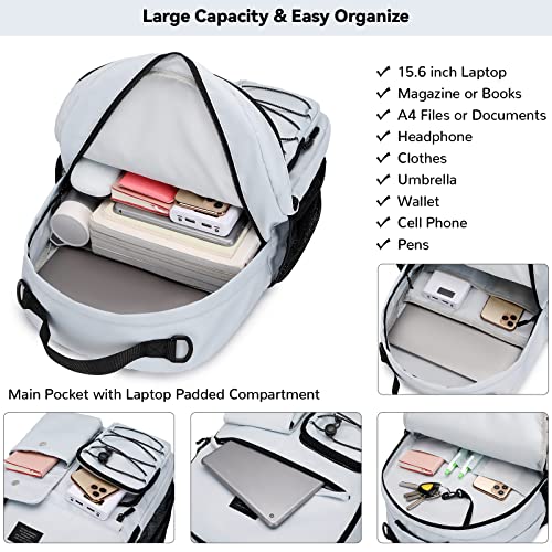 Lohol Casual Backpack for Teen Boys Girls, Stylish Daypack with Anti Theft Pocket for School, Work, or Travel (Light Green) - Image 4