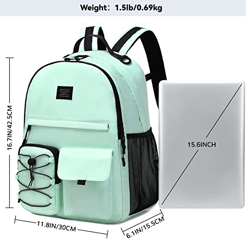 Lohol Casual Backpack for Teen Boys Girls, Stylish Daypack with Anti Theft Pocket for School, Work, or Travel (Light Green) - Image 2