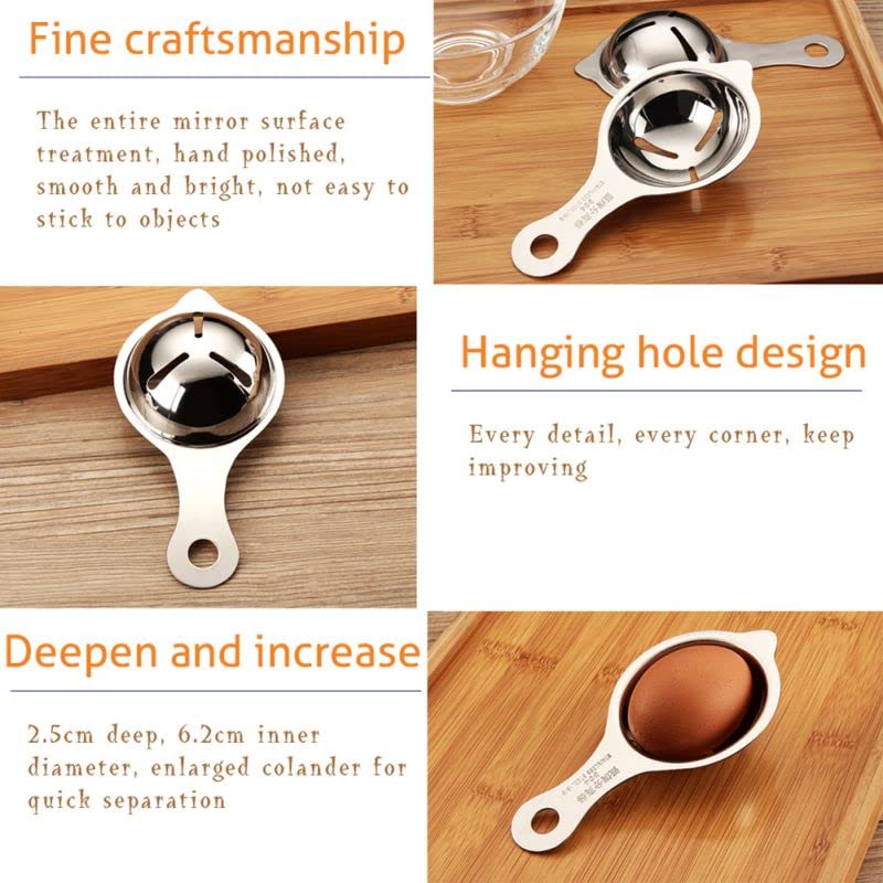 SIYANSHU Egg SeparatorStainless Steel Egg Yolk White Separator Divider Egg Strainer Egg Sieve Egg Fliter Extractor Cooking Baking Tools Dishwasher Safe Chef Kitchen Gadgets Pack of2 - Image 5
