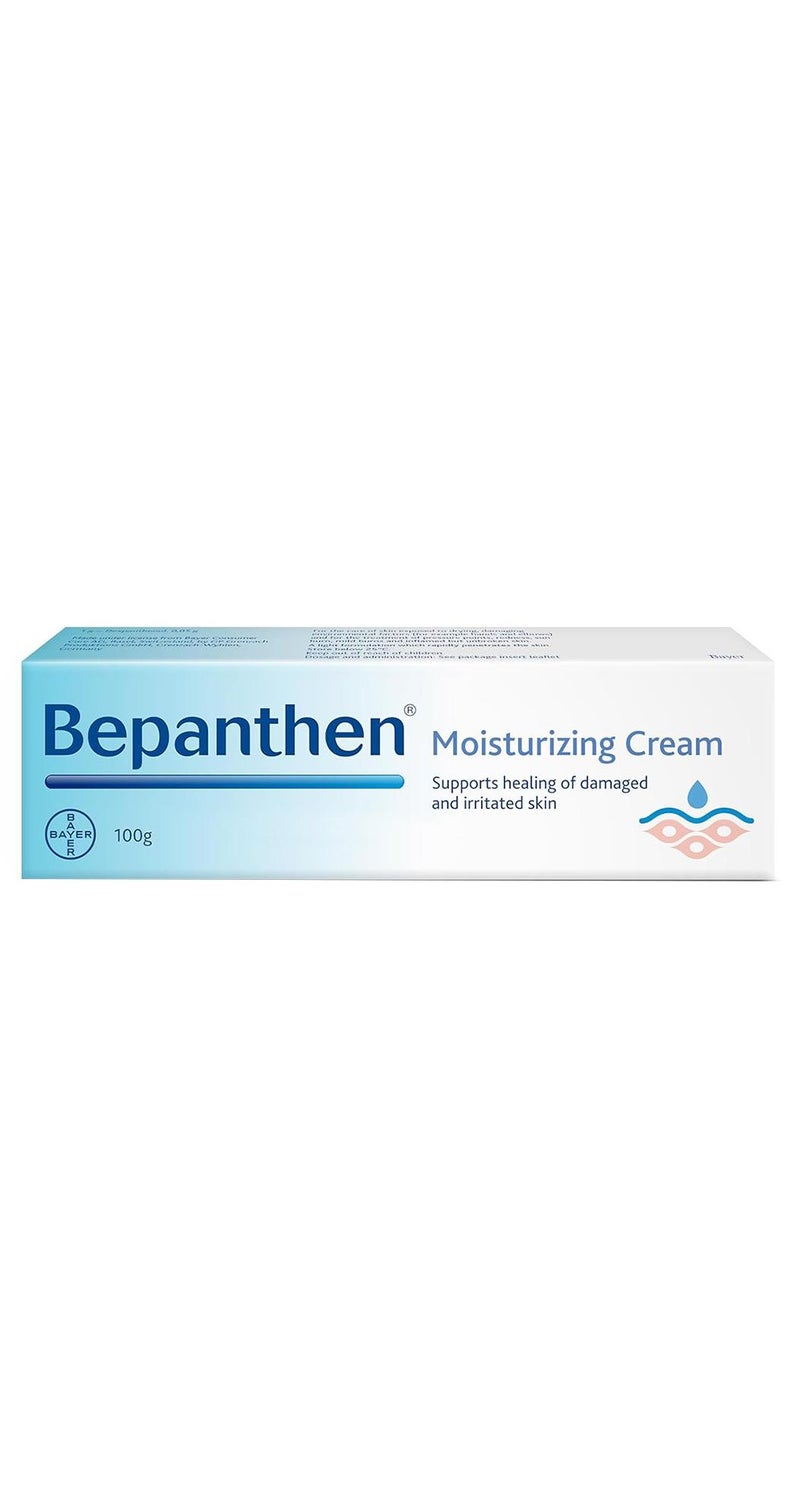 Bepanthen كريم مرطب، 100 جرام يدعم شفاء البشرة التالفة والمتهيجة - Image 1