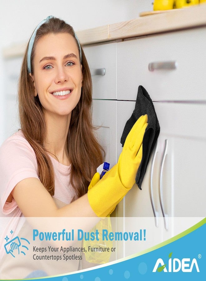 أيديا مناشف تنظيف من الألياف الدقيقة من أيديا - عبوة من 50 قطعة، مناشف ناعمة من الألياف الدقيقة للسيارات، قطع قماش تنظيف ماصة، مناشف غسيل خالية من الوبر والخطوط للمنزل والمطبخ والنوافذ (12 بوصة × 12 بوصة)، أسود - Image 4