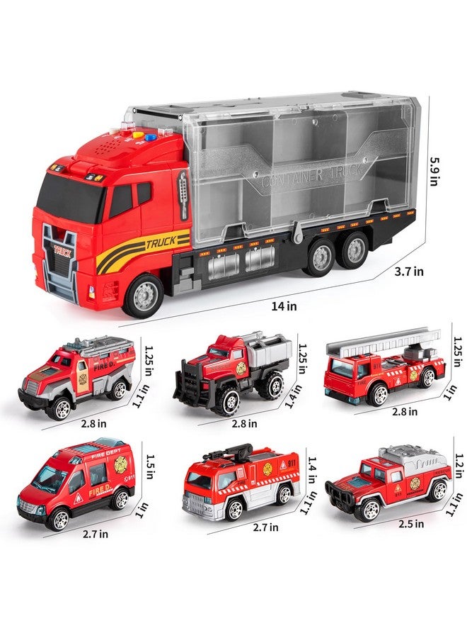 TEMI Toddler Toys for 3 4 5 6 Years Old Boys, Die-cast, Alloy Metal Emergency Fire Rescue Vehicle Transport Car / Truck Toys Set w/Play Mat for Age 3-9 Toddlers Kids Boys & Girls - Image 2