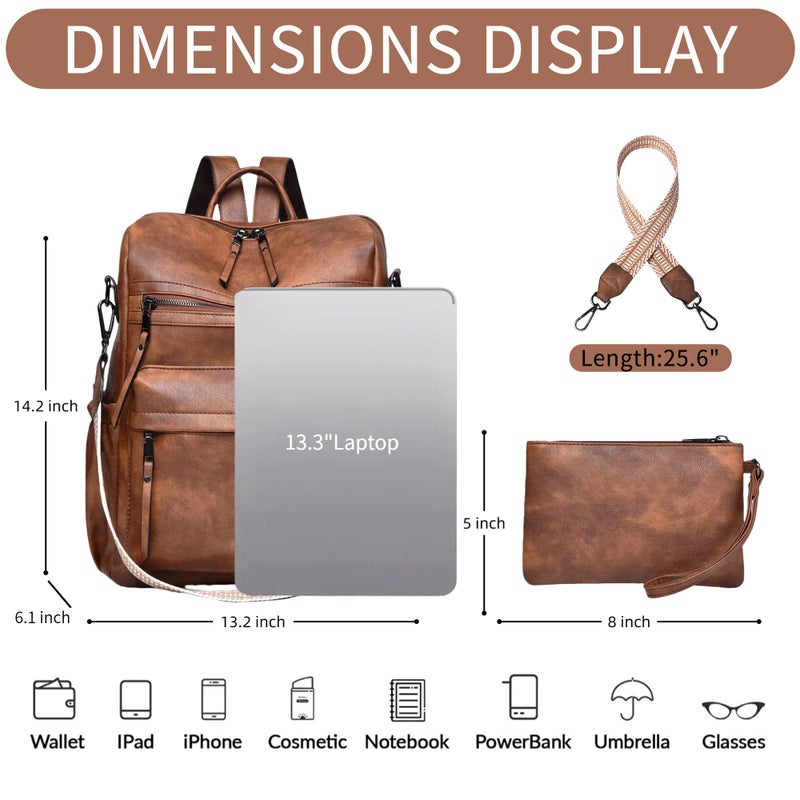 Dora & Liz Womens Backpack Purse Leather Backpack Purse for Women Travel Fashion Backpack Designer Ladies Shoulder Bags - Image 3
