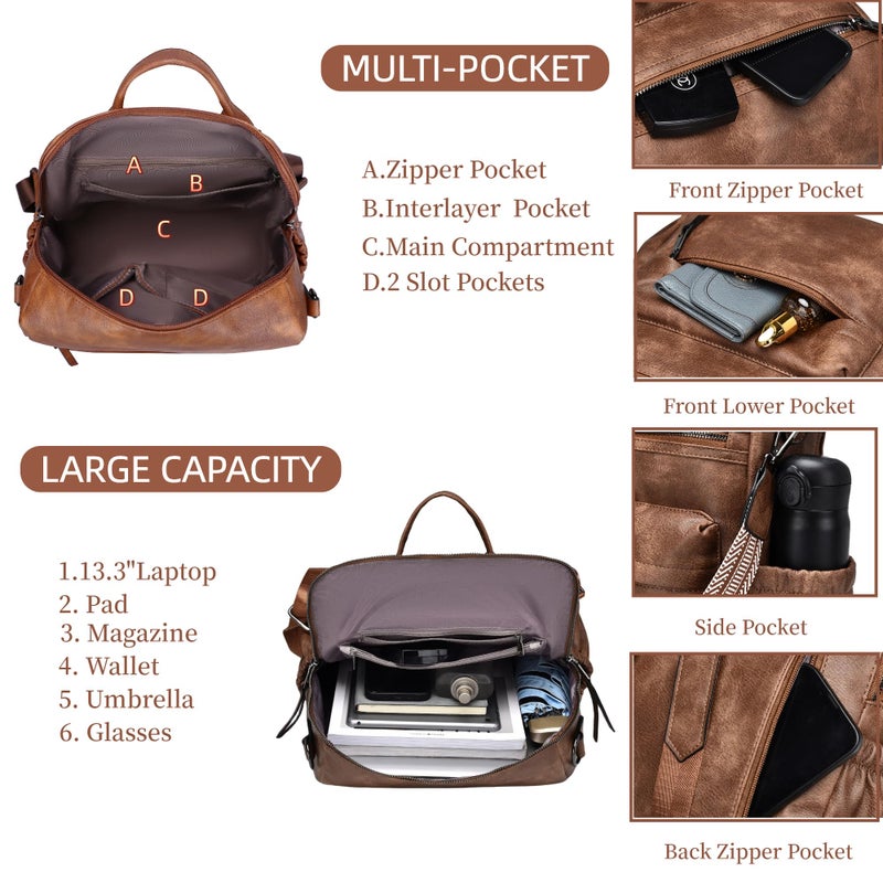 Dora & Liz Womens Backpack Purse Leather Backpack Purse for Women Travel Fashion Backpack Designer Ladies Shoulder Bags - Image 4