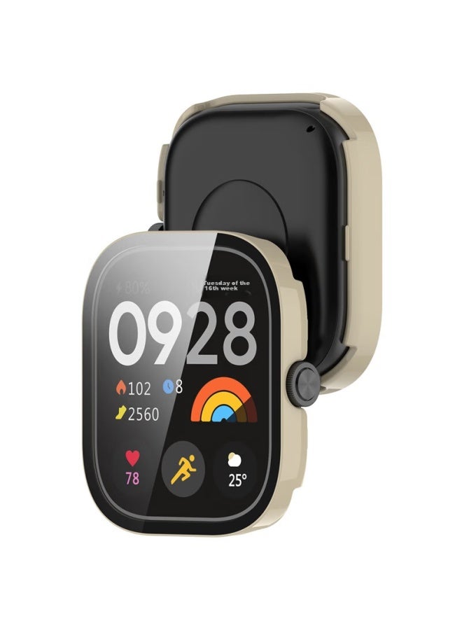 Kmaxai Compatible With Redmi Watch 5/4 Protective Film + Case, All-in Full Coverage Xiaomi Redmi Watch Dial Protector & Screen Film, Hard Shell Anti-fingerprint Tempered Glass Film, Ivory White - Image 2