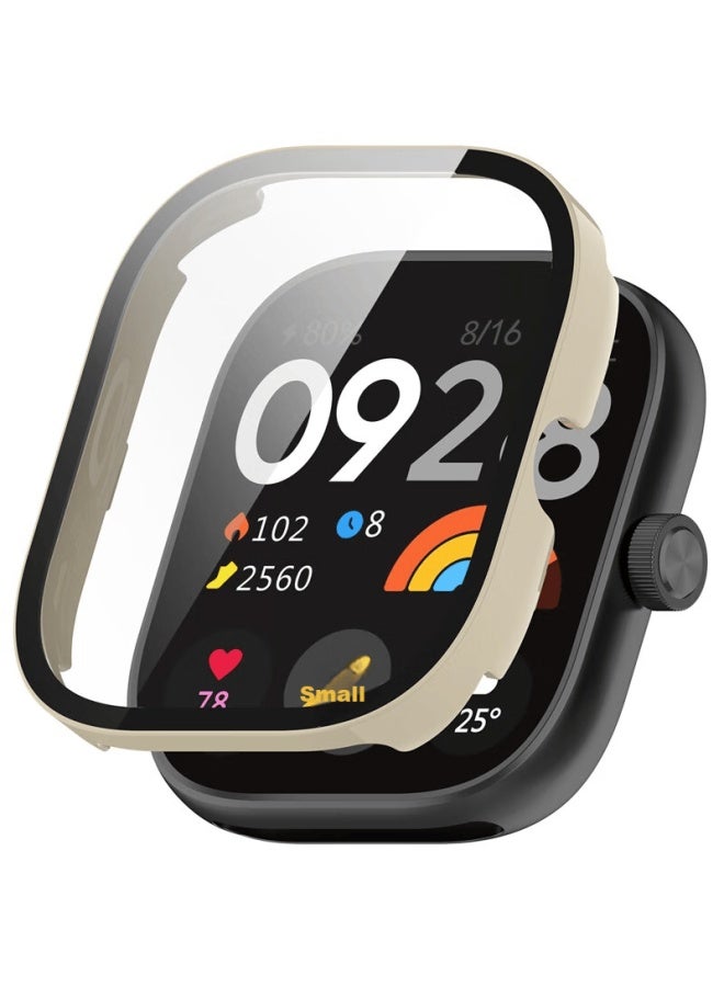 Kmaxai Compatible With Redmi Watch 5/4 Protective Film + Case, All-in Full Coverage Xiaomi Redmi Watch Dial Protector & Screen Film, Hard Shell Anti-fingerprint Tempered Glass Film, Ivory White - Image 3