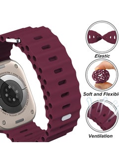 Generic Ocean Band Compatible With Apple Watch 49mm 45mm 44mm 42mm 41mm 40mm 38mm For Women Men Breathable Waterproof Soft Silicone Sport Strap  - Image 1