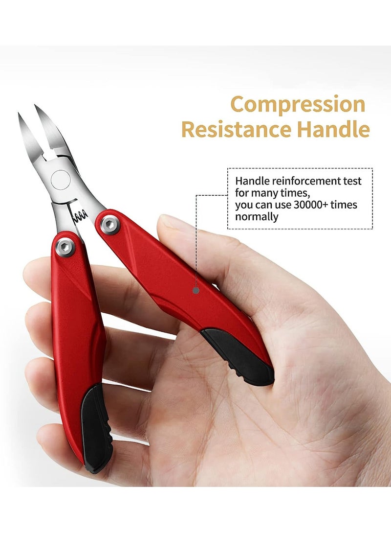 Excefore Toe Nail Clippers Adult, 3 in 1 Collapsible Toenail Clippers for Nails, Ingrown Toenails Podiatrist Toenail Clippers, Heavy Duty Toe Nail Clippers for Men and Seniors(Red-Black) - Image 3