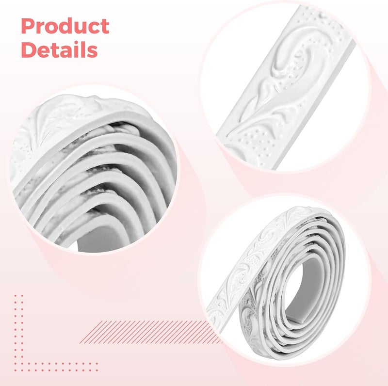 16.4 Ft Self-Adhesive PVC Decorative Molding Trim, White with 3D Embossed Pattern, for Mirrors, Tv Walls, Door Frames, and Cabinets - Image 5