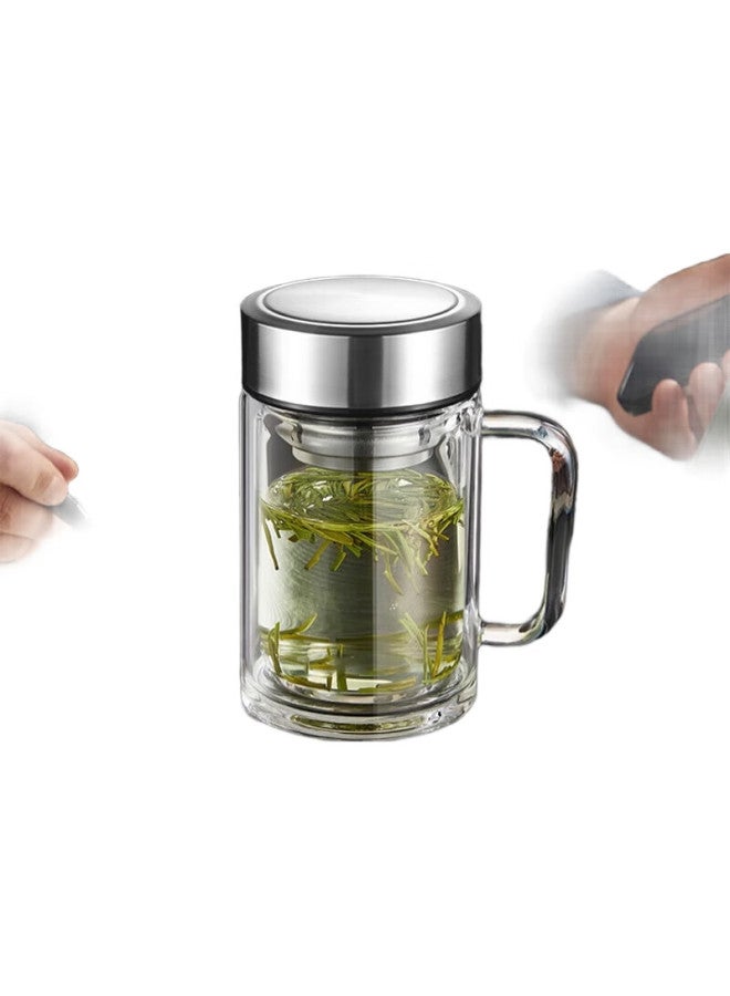 Gianxi Double-Layer High Borosilicate Glass Cup With Handle, Heat-Resistant Tea Infuser Mug, Water Cup, Gift - Image 2