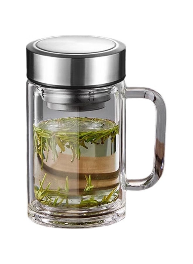 Gianxi Double-Layer High Borosilicate Glass Cup With Handle, Heat-Resistant Tea Infuser Mug, Water Cup, Gift - Image 3