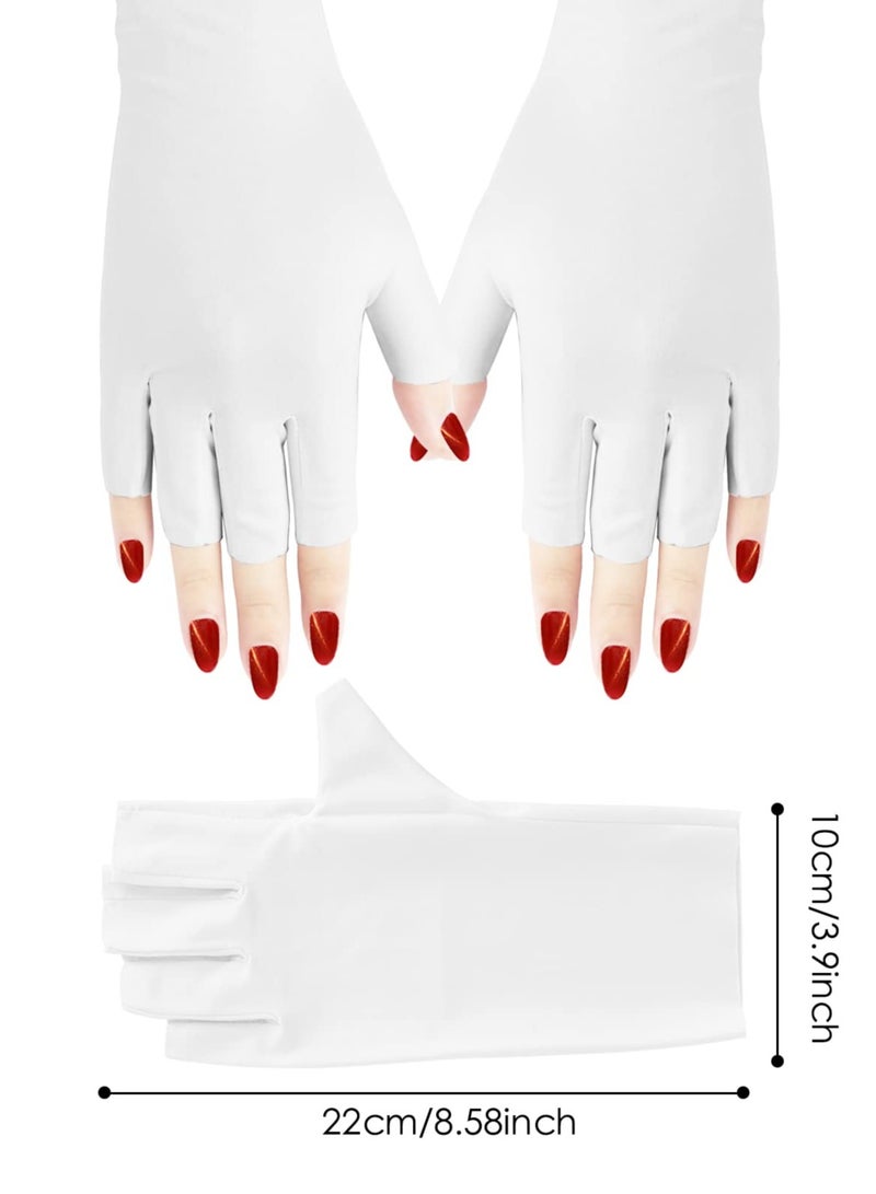 SUNSAR 2 Pairs Anti UV Gloves UV Shield Gloves for Gel Manicure,Protect Hands from UV Light Lamp Dryer(Black+White) - Image 2