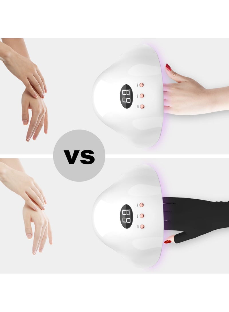 SUNSAR 2 Pairs Anti UV Gloves UV Shield Gloves for Gel Manicure,Protect Hands from UV Light Lamp Dryer(Black+White) - Image 4