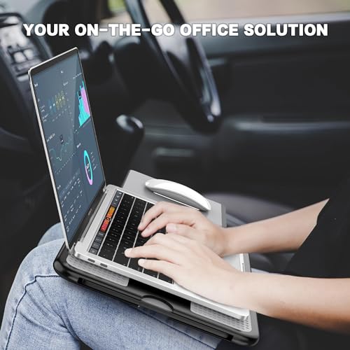 AboveTEK Portable Laptop Lap Desk wRetractable LeftRight Mouse Pad Tray NonSlip Heat Shield Tablet Notebook Computer Stand Table wSturdy Stable Work Surface for Bed Sofa Couch or Travel - Image 3