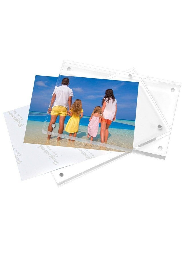 Meetu Acrylic Picture Frame 4x6,Clear Freestanding Double Sided 20mm Thickness Frameless Magnetic Photo Frames Desktop Display with Gift Box Package(5 Pack) - Image 4