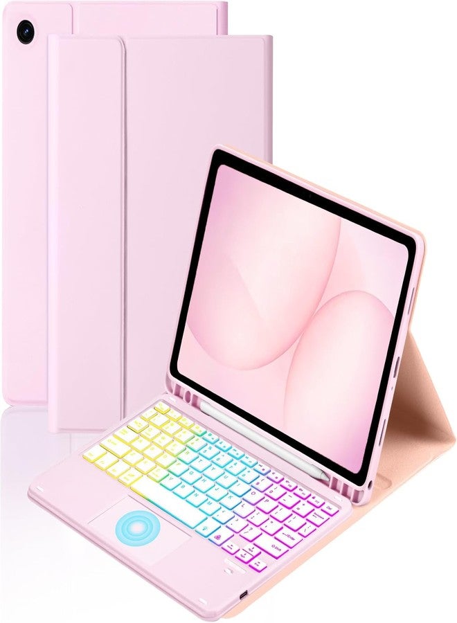 MePadKey Touchpad Keyboard Case for Samsung Galaxy Tab A11 Plus/A9 Plus 2025/2023 11 inch, 7-Color Backlight Type-C Charging Keyboard with Pencil Holder Cover Fit Tablet A11+/A9+ (Pink) - Image 1