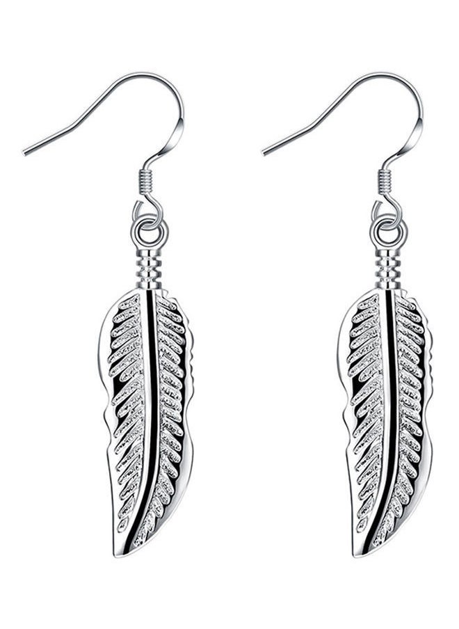 NIBEMINENT Feather Shape Dangle Earrings Silver  - Image 1
