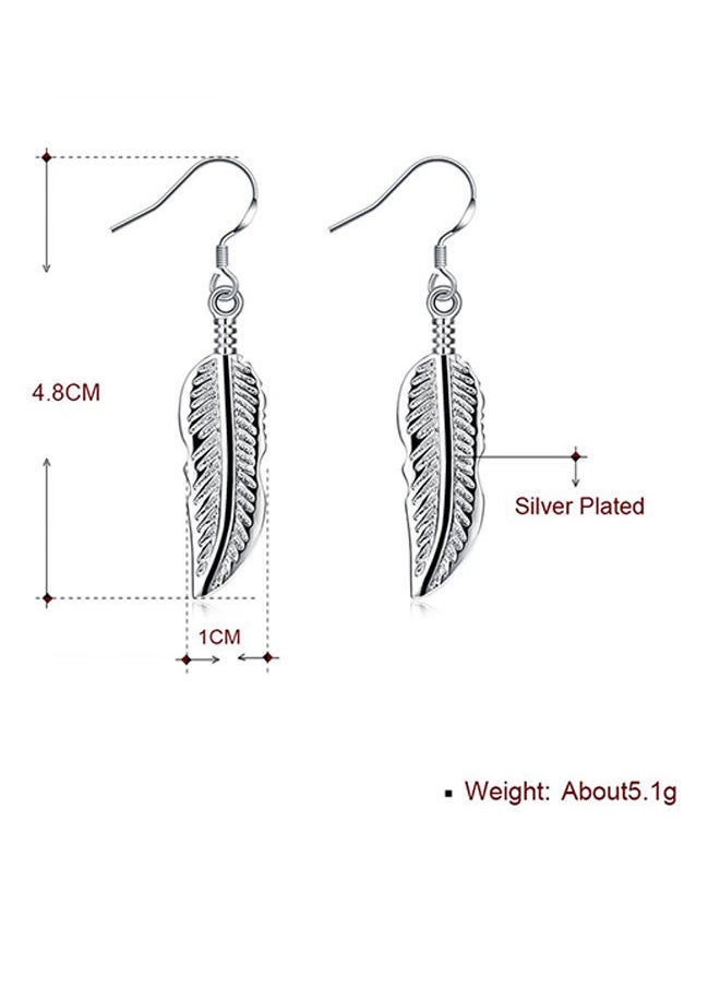 NIBEMINENT Feather Shape Dangle Earrings Silver  - Image 2