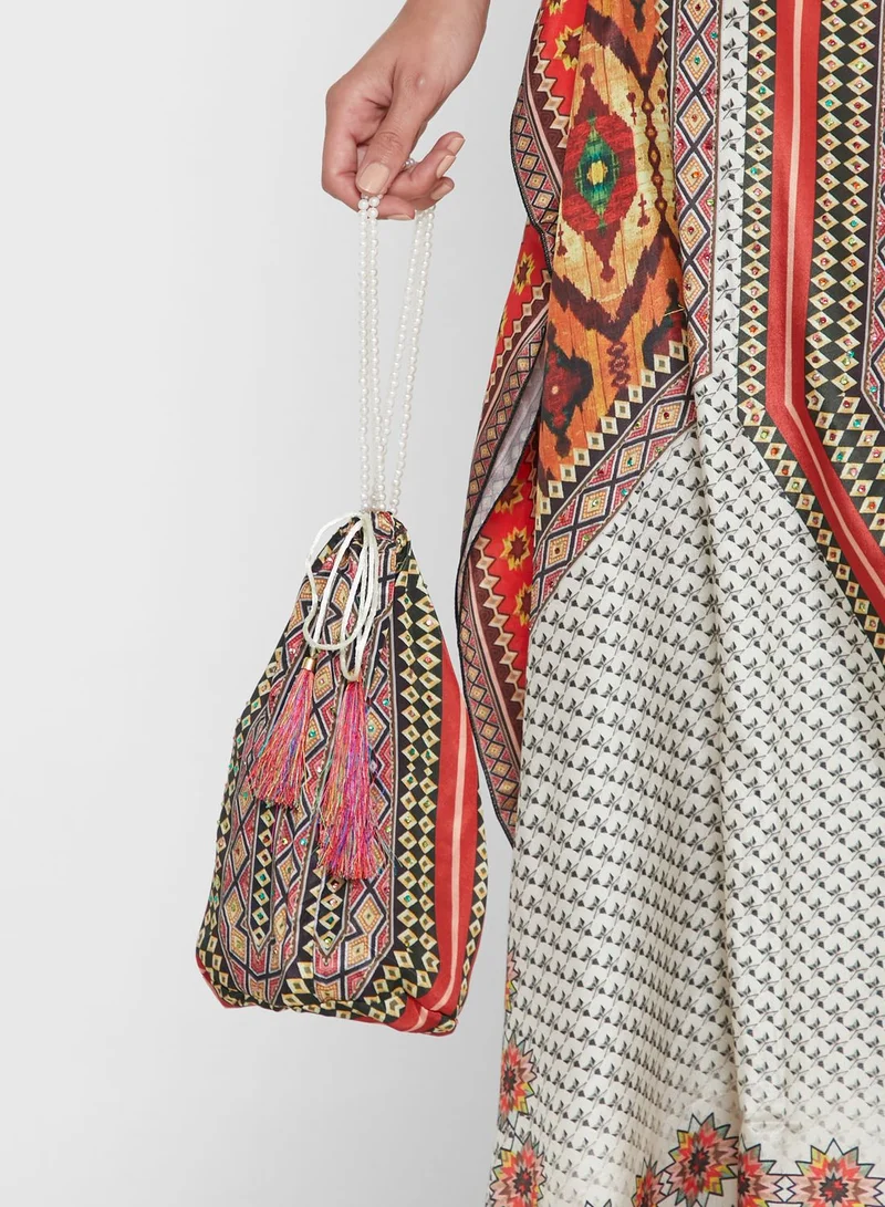 ARABIAN CLOSET Printed Kaftan With Pouch