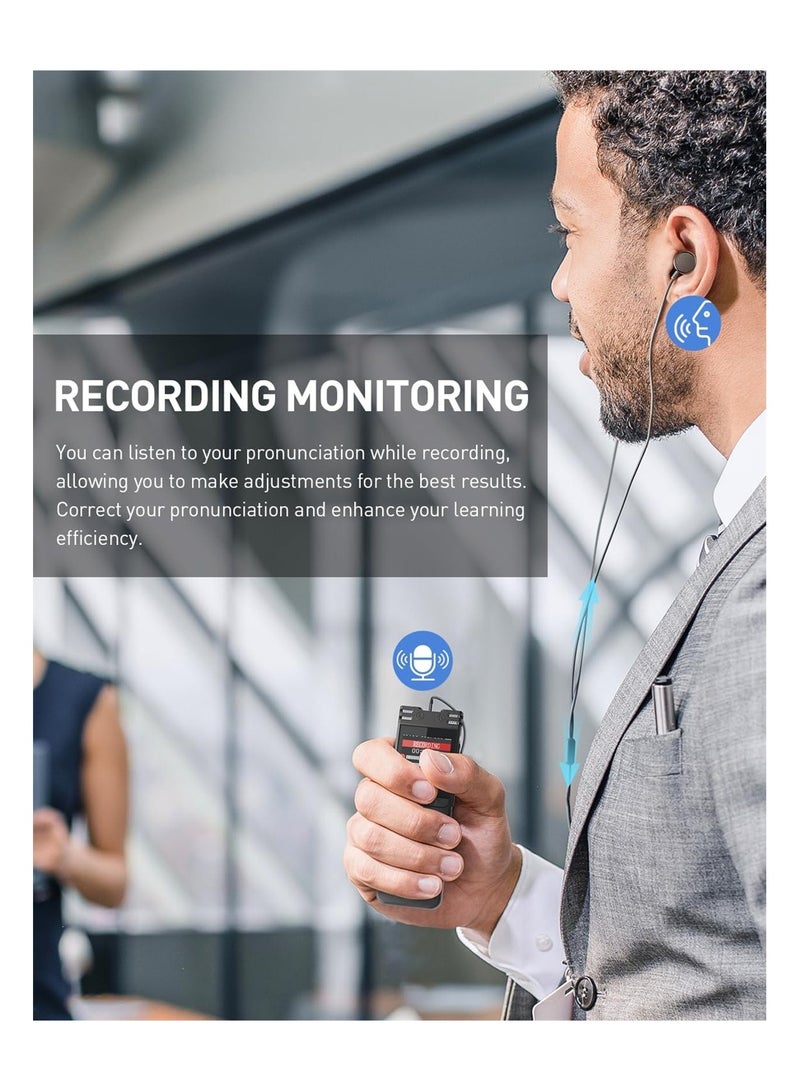 32GB Voice Activated Digital Recorder for Lectures Meetings, 1536Kbps Sound Audio Dictaphone Device with Playback Monitoring, Line-in, and Password Protection - Image 5