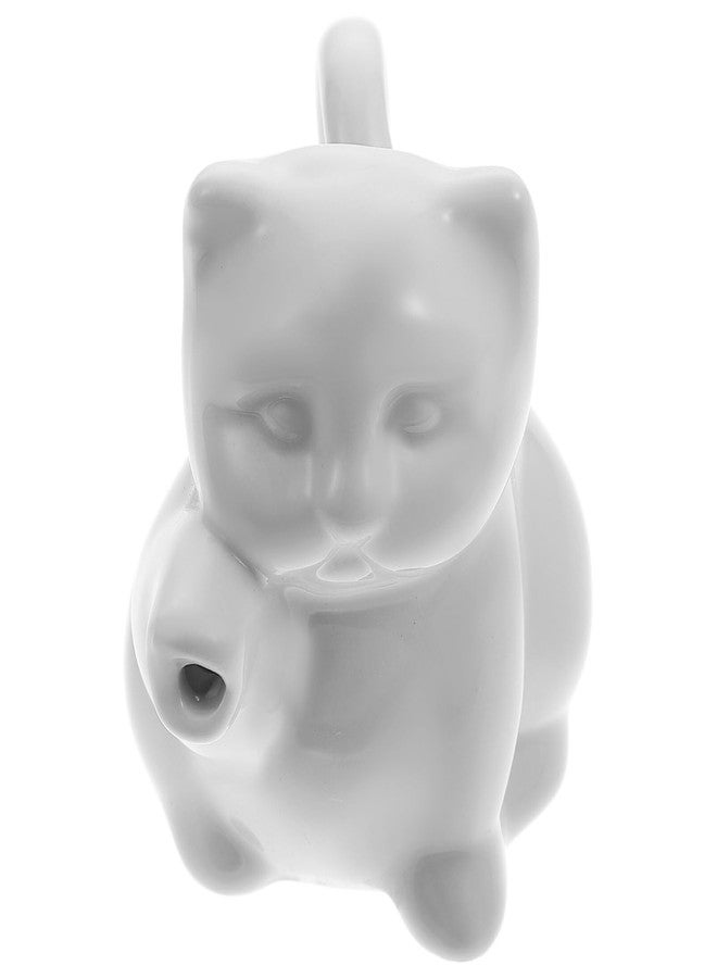 Hemoton Ceramic Milk Pitcher Cup Mini Porcelain Gravy Boat Pitcher: 50ML Cat Shaped Ceramic Creamer Cup White Gravey Pourer Dish Coffee Milk Creamer Mini Sauce Serving Jug - Image 1