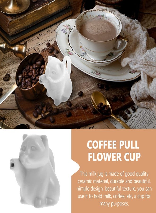 Hemoton Ceramic Milk Pitcher Cup Mini Porcelain Gravy Boat Pitcher: 50ML Cat Shaped Ceramic Creamer Cup White Gravey Pourer Dish Coffee Milk Creamer Mini Sauce Serving Jug - Image 3