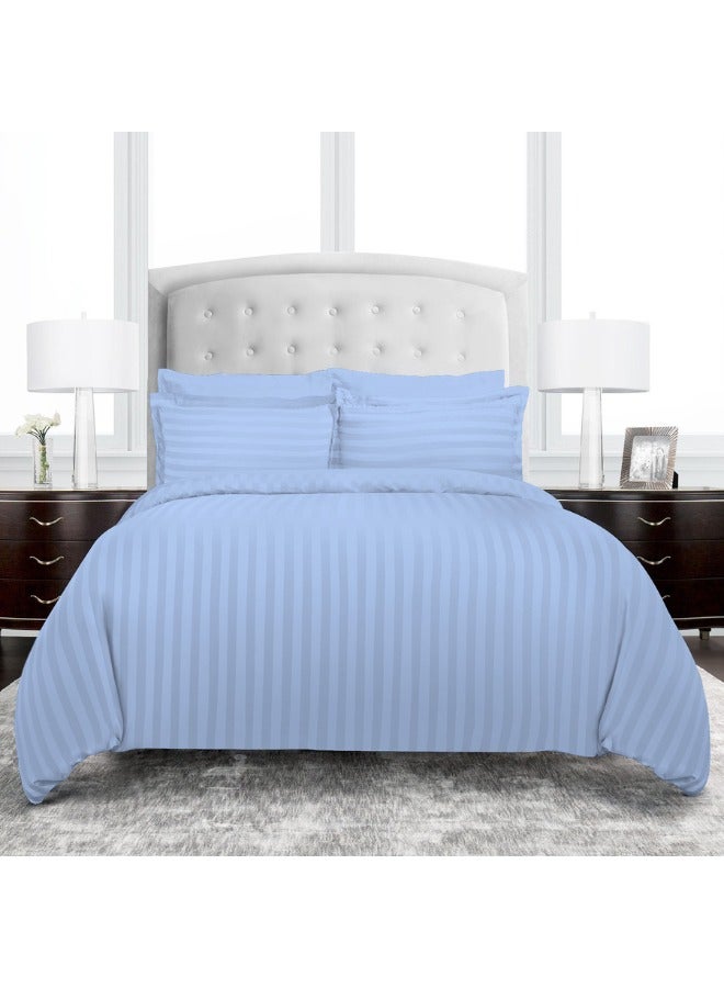 TW Premier Hotel Duvet Cover Stripe 240x260cm Super King Size 6 Pcs Set, 1 Duvet Cover 240x260cm (Without Filling), 1 Fitted Sheet 200x200+30cm, 2 Pillow Sham 75x50+5cm, 2 Pillow Cases 50x75cm - Image 1
