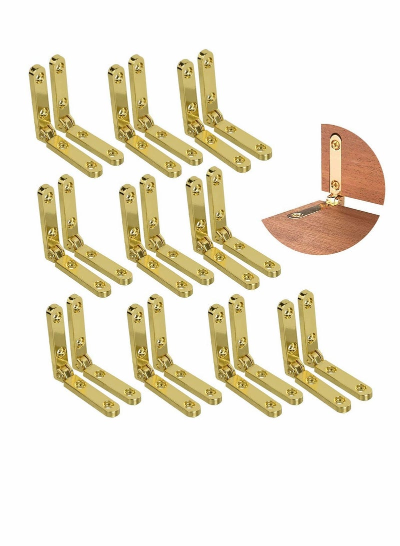 90 Degree Zinc Alloy Hinges for Wooden Jewelry Boxes, 20 Pcs Mini Side Rail Hinges for Chest Cases and Cabinets, 30 x 30mm, Gold Finish  - Image 1