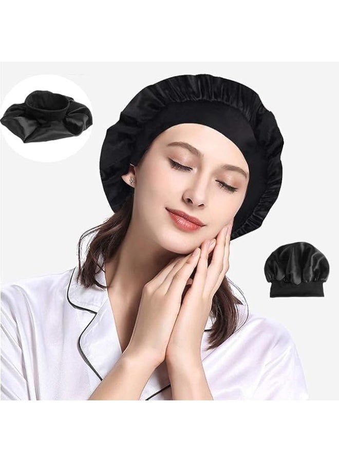 Elegant Silk Sleep Bonnet for Women, Single Layer Satin Fabric, High-Tech Care, Can Be Worn While Sleeping, Plus Sponge Headband for Heatless Curling at Night for a Gorgeous Natural Look, Black - Image 5