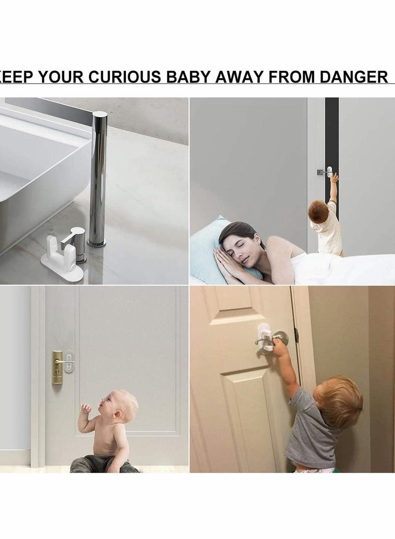 SYOSI Door Handle Lock, Child Proof Doors & Handles, Door Handle Lock, Child Proof Door Lever Lock, 3M Adhesive Minimalist Design, No Drilling Child Safety Door Handle Locks (2 Pack) - Image 4