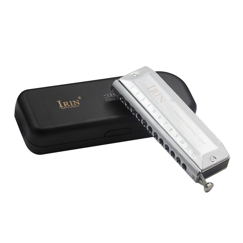 Silvery 48-Hole Half-Scale Harmonica Professional Woodwind Instrument with Tone and Semitone Switch Mouth Organ Gift - Image 1