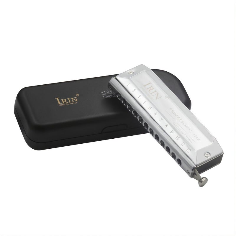 Silvery 48-Hole Half-Scale Harmonica Professional Woodwind Instrument with Tone and Semitone Switch Mouth Organ Gift - Image 2